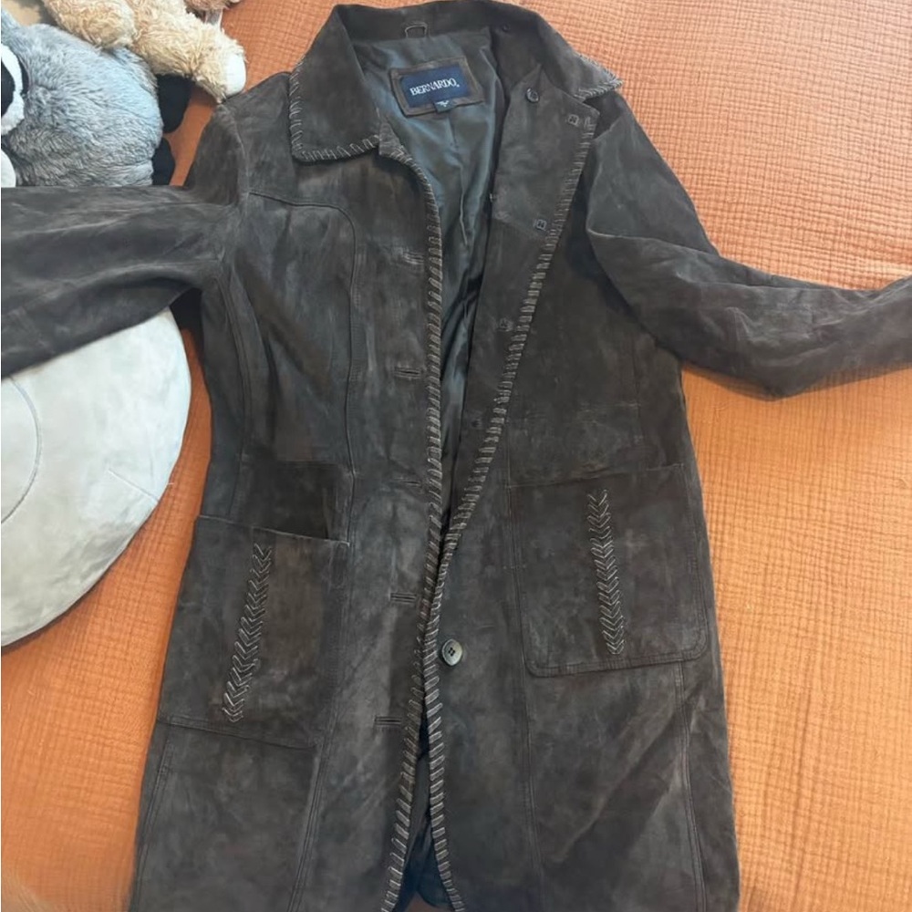 Elegant Brown Suede Coat